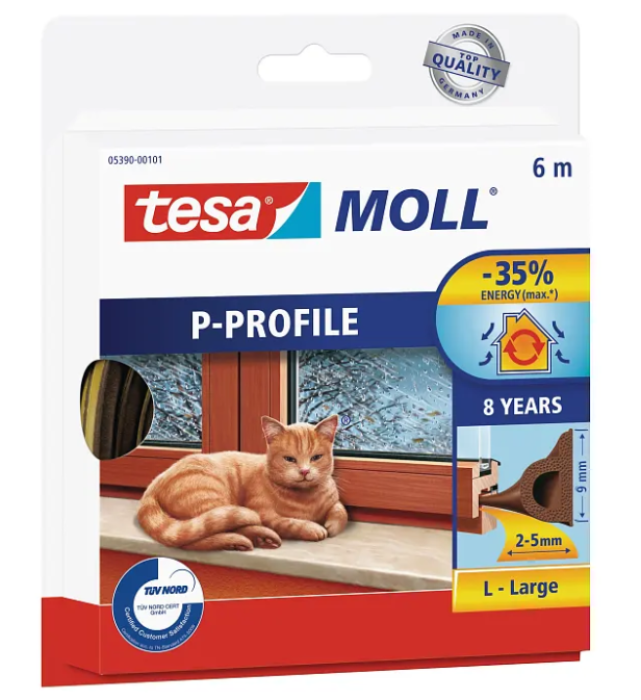 Tesamoll P-Profil Gummidichtung 6m braun, 05390-00101-00